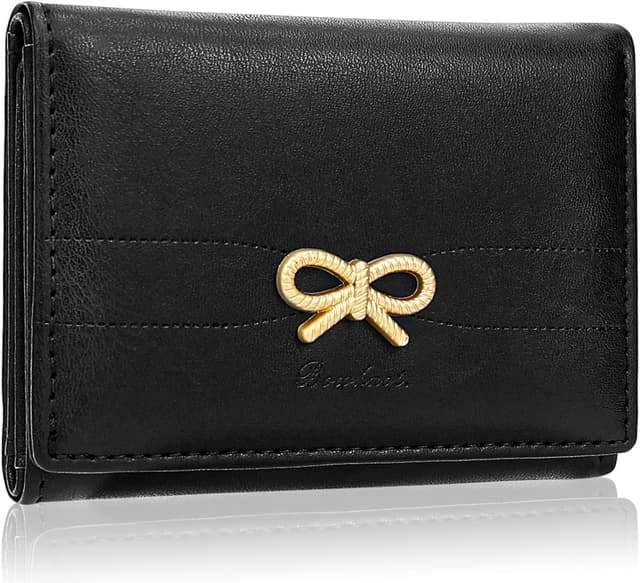 Detalle de Farcauo Damen-Portemonnaie klein mit Ausweisfach und Kartenfächern – Mini-Geldbörse mit Schleife