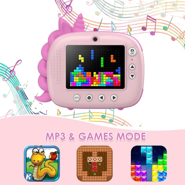 Detalle 2 de HiMont Kids Camera Instant Print (Pink) – no-ink instant print camera for kids, 20MP dual lens, 32G TF card