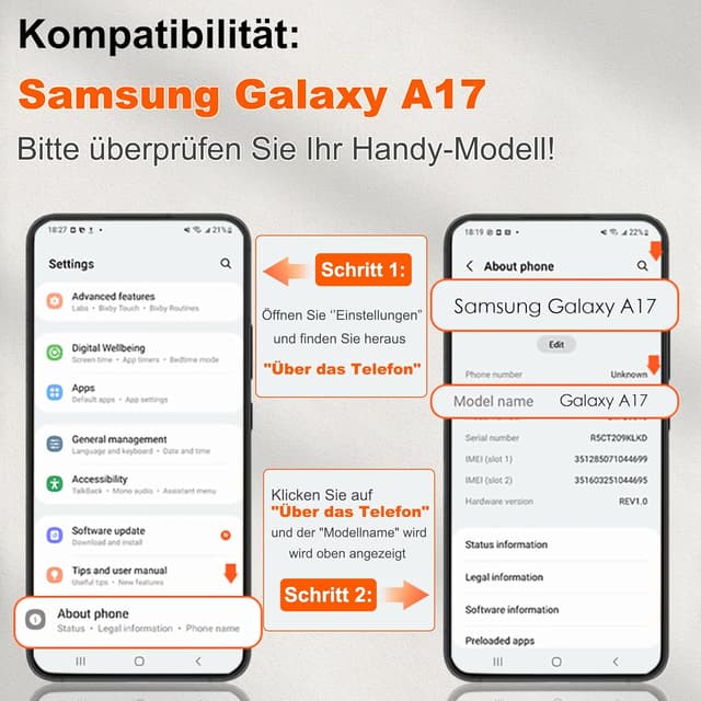 Detalle 2 de Jshru Galaxy A17 5G Hülle mit 360° Schutz