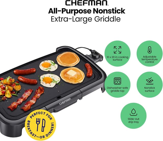 Thumbnail 1 de Chefman XL Electric Griddle 10 x 20 Inch