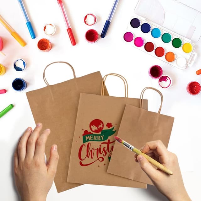 Thumbnail 4 de 100Stück Kraftpapier Geschenktaschen mit Henkel