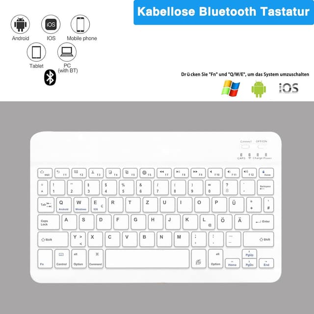 Detalle 2 de COEZFE Hülle mit Tastatur für Samsung Galaxy Tab S6 Lite 10,4 Zoll (2024/2022/2020) in Rosa – mit Pencil-Halter und Bluetooth-QWERTZ