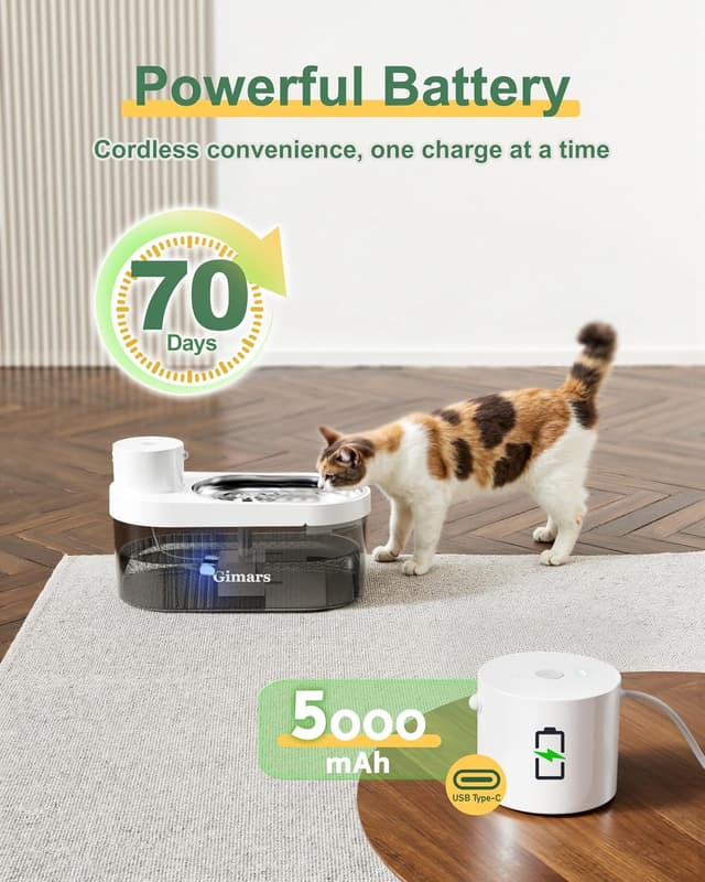 Detalle 1 de Gimars 4L Fuente para Gatos Sin Cable