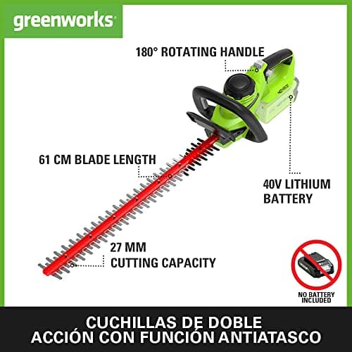 Thumbnail 1 de Greenworks G40HT61 Cortasetos a BaterÃa 🚀 61 cm, Doble Acción