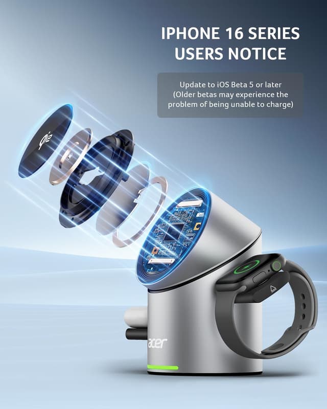 Detalle 1 de Acer S2 3-in-1 Apple Charging Station Qi2 15W