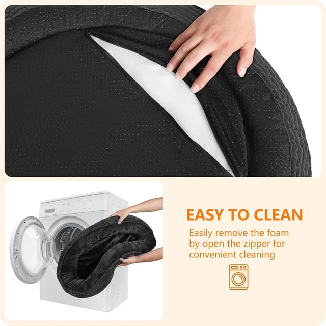 Detalle de HMTOPE Hundebett Mittelgroße Hunde & Katzen, rundes Donut-Kissen Ø 80 cm, dunkelgrau – waschbar und rutschfest