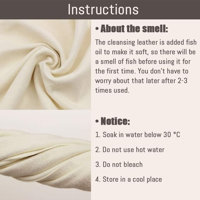 Detalle de Extra Large Natural Chamois Cloth for Car (35 x 23.6 in) — Genuine Sheep Leather Drying Towel