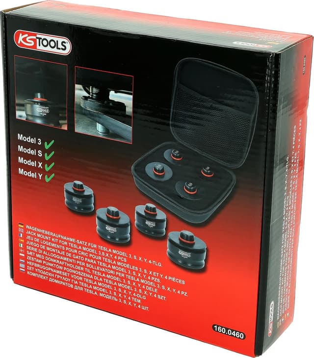 Detalle de KS Tools 160.0460 Wagenheberaufnahme-Satz für Tesla Model 3, S, X, Y (4-tlg.)