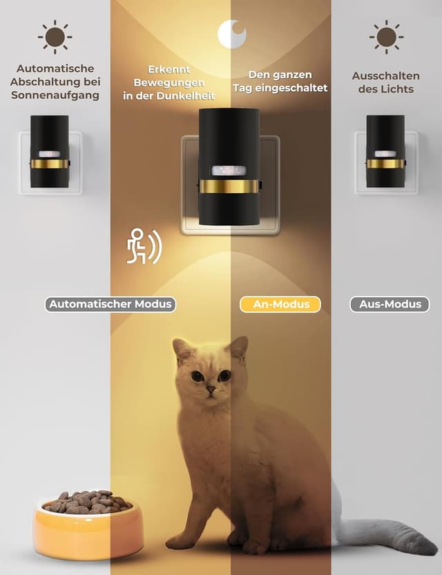 Detalle 2 de LOHAS-LED Nachtlicht-Steckdose mit Bewegungsmelder, 1W LED, dimmbar (3000K warmweiß)