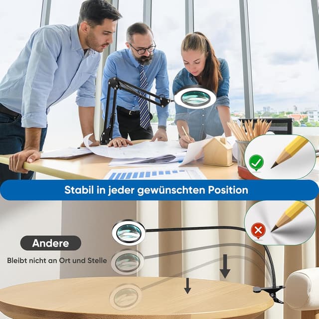 Thumbnail 6 de mandland 10X Lupe mit Licht und Klemme 4,3"