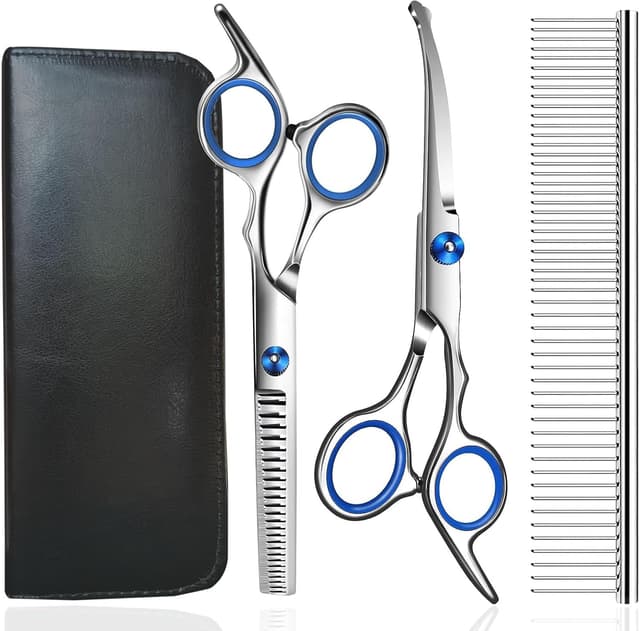 Detalle de Dog Grooming Scissors 4-in-1 kit with steel comb ✂