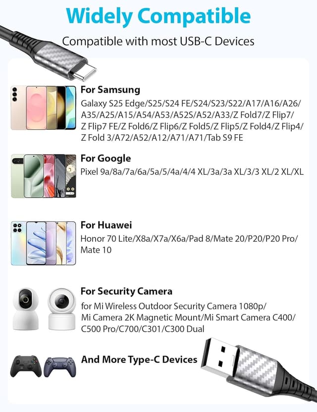 Detalle 2 de USB C charger cable 9m 3A fast charge