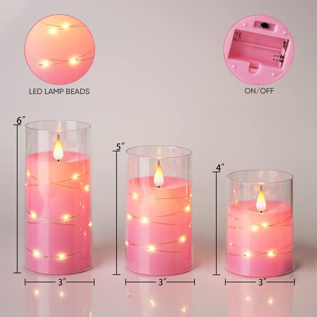Thumbnail 4 de Homemory Flameless Candles set of 3