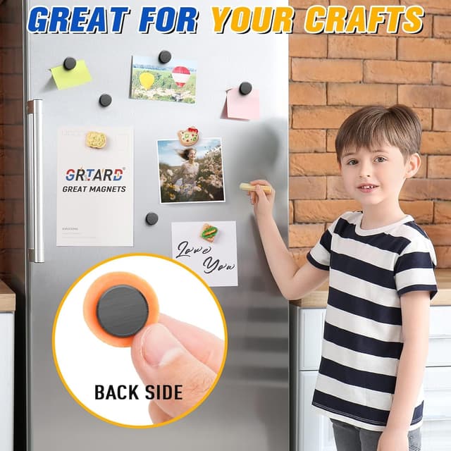 Detalle de Grtard 100 Pack Ceramic Magnets for Crafts (small round disc magnets with adhesive backing)