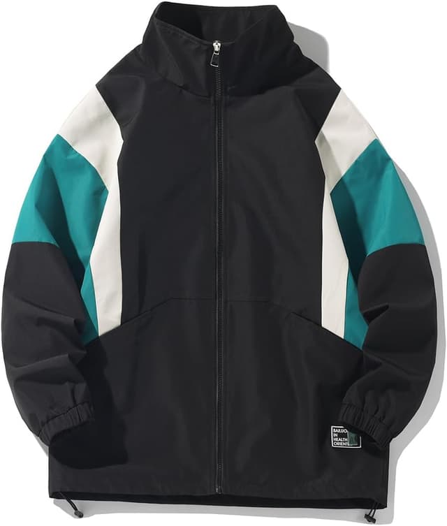 Detalle de GURUNVANI veste patchwork homme coupe-vent vintage à fermeture éclair intégrale