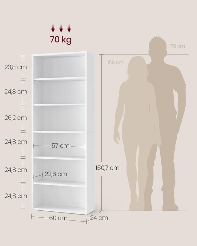 Detalle de VASAGLE Bücherregal 6 Ebenen 160,7 cm