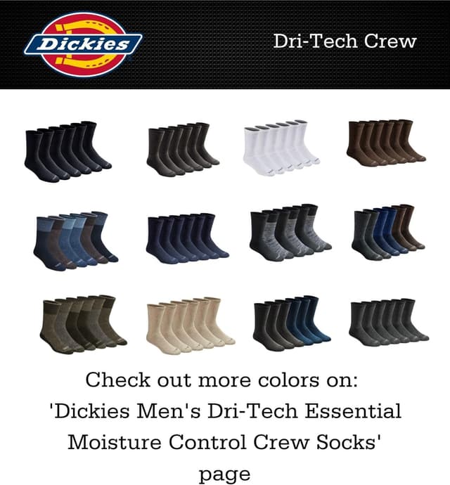 Thumbnail 4 de Dickies Dri-Tech Moisture Control Crew Socks, 18 Pairs
