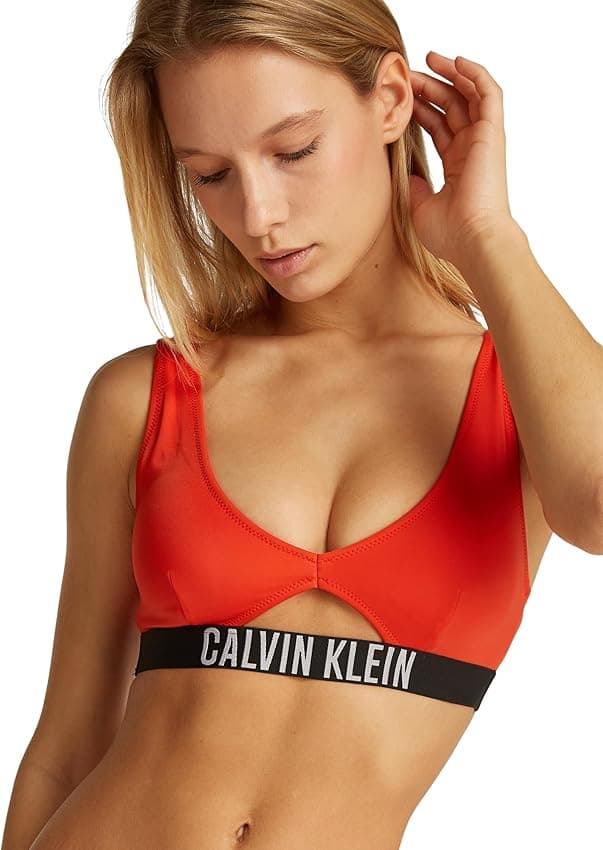 Detalle de Calvin Klein Top bikini Bralette rojo L, 80% nailon