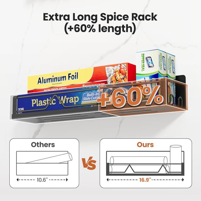 Detalle de Mystozer 16.9-Inch Wide Magnetic Spice Rack (4-Pack) for Refrigerator, Black