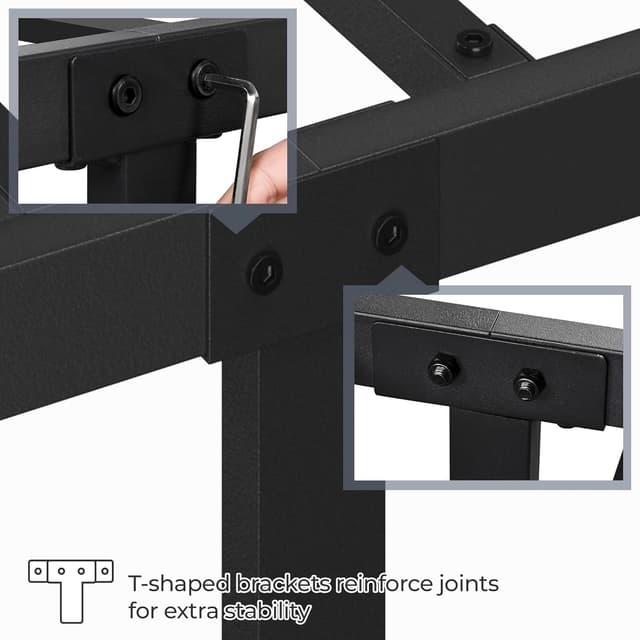 Detalle de Yaheetech 4ft6 Double Vintage Iron Platform Bed with High Headboard & Storage, Black