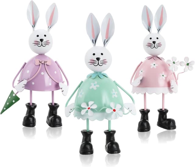 Imagen de com-four 3X Lapin décoratif métal 12,5 cm 🐰 en OfertitasTOP