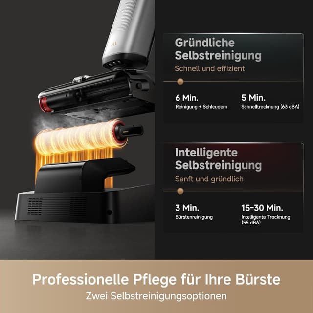 Detalle de Mova X4 Plus Nass-Trocken-Sauger mit 20.000 Pa Saugkraft, Selbstreinigung (100 °C) und Auto-Reinigungslösung