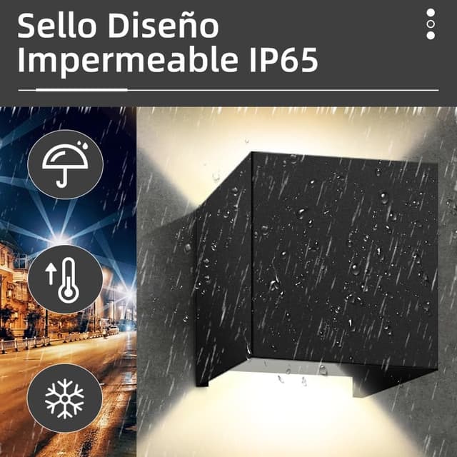 Thumbnail 3 de YICALE Aplique Pared Exterior 2 Pzs 💡 12W IP65 Ajustable Blanco Cálido