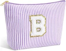 Detalle de SEFORICO Personalized Make Up Bag with A-Z Gold Glitter Chenille Letters