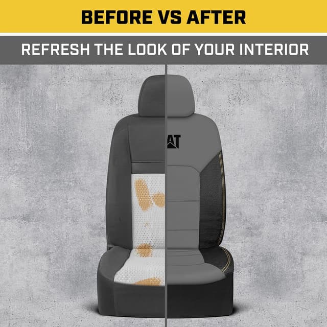 Thumbnail 6 de Cat FlexHybrid Car Seat Covers (Gray) — PU Leather + 3D Mesh for Front Seats Only