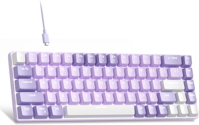 Detalle de MageGee Portable MK-BOX 60% Mechanical Keyboard (68 keys, Red switch, RGB backlit) – purple