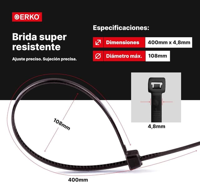 Detalle 2 de ERKO Bridas UV 400 x 4,8 mm 100 uds
