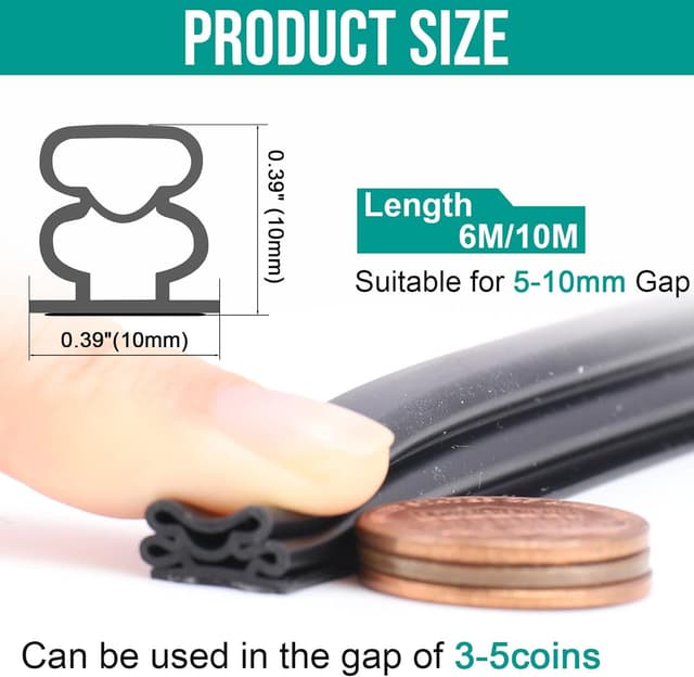 Thumbnail 3 de Jobon Draft Excluder for Doors: Thickened Weather Stripping (6M) 🚪