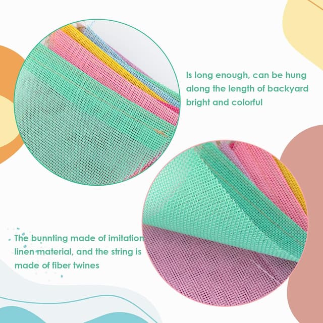 Detalle de G2PLUS 12 m Wimpelkette Outdoor Pastell – 3er Set mit 36 Wimpeln, wetterfest