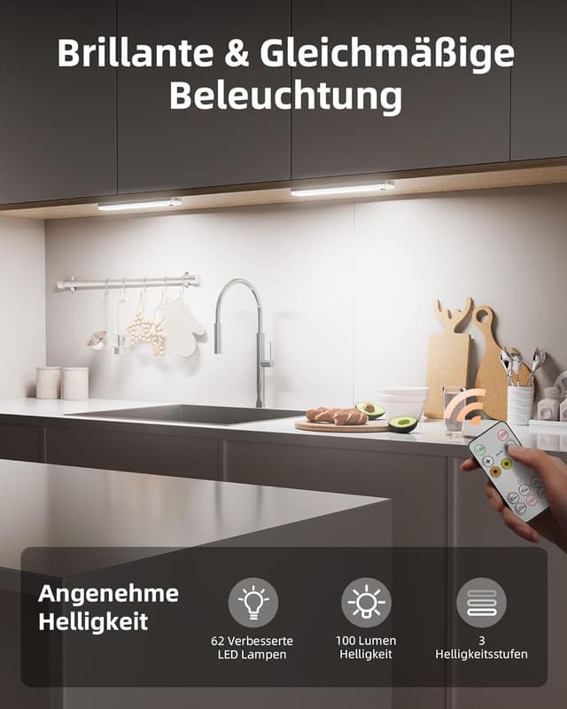 Detalle 2 de EZVALO 3-Pack Under Cabinet Lighting 2000mAh