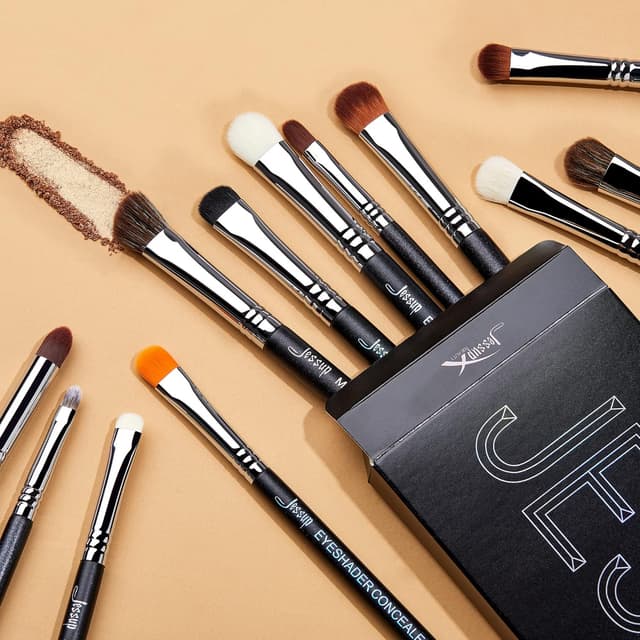 Detalle 2 de Jessup – Set de 12 pinceaux pour maquillage des yeux (fard à paupières), noir T339