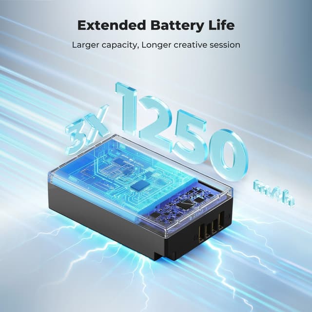 Detalle de K&F CONCEPT 3er-Set LP-E17 1.250 mAh Akku + 3-Schacht-Ladegerät mit LCD (für Canon EOS)