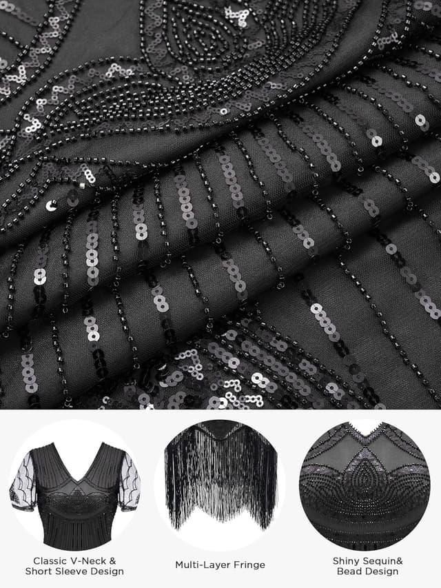 Thumbnail 4 de YESSA 20er Jahre Kostüm Damen Gatsby Kleid