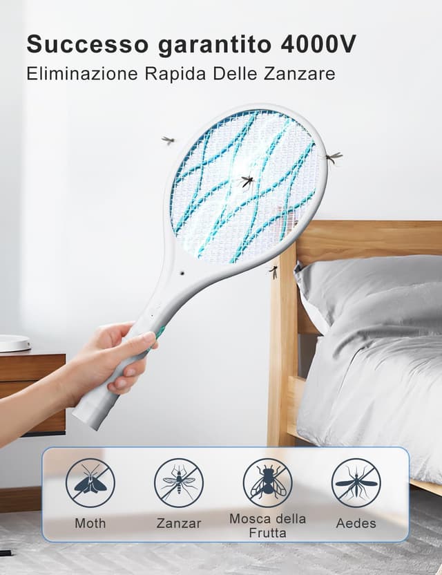 Thumbnail 1 de AROEVE Racchetta Zanzare Elettrica 4000V — Antizanzare USB 🪰