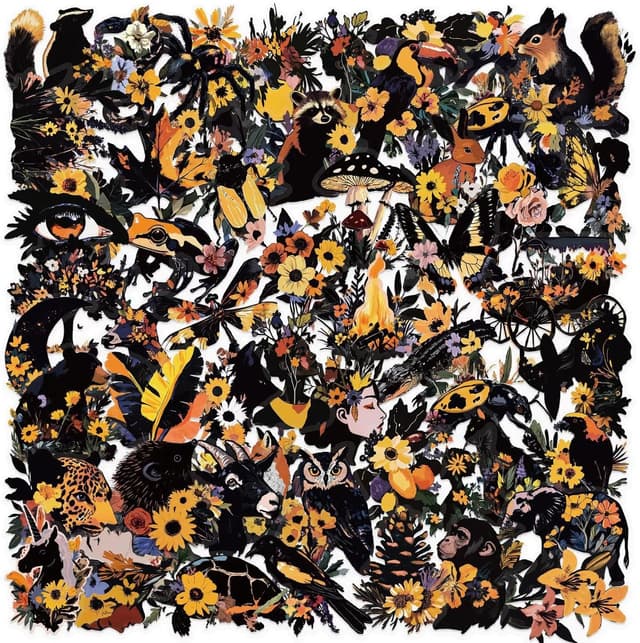 Detalle 2 de Affoto Pflanzentiere Aufkleber (50er Set) – wasserfeste Vinylsticker für Laptop, Auto, Fahrrad & Co.