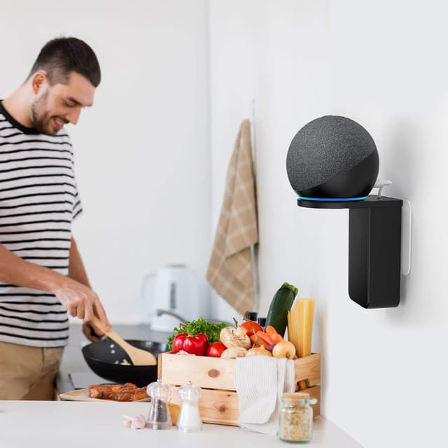 Detalle de Cozycase Steckerhalterung für Dot, Pop und Google Nest Mini – platzsparende Wand-/Wall-Ständer-Lösung mit Kabelmanagement (Schwarz)