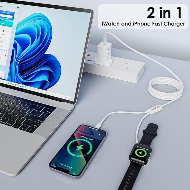 Thumbnail 6 de Autallgee Upgraded 2 in 1 Charger for Apple Watch and iPhone (USB‑C to Lightning) with 20W wall charger