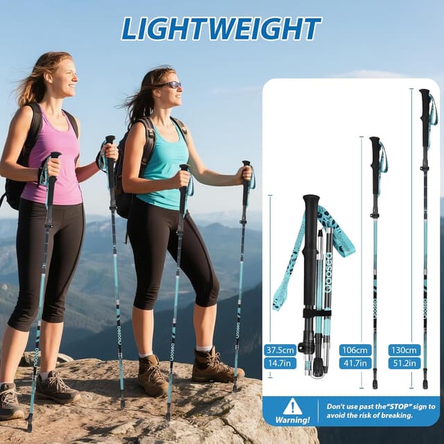 Detalle de Qoosea Bastón de Senderismo para Mujer 110-125 cm