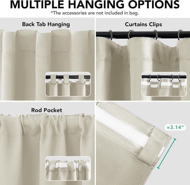 Thumbnail 4 de Deconovo rideaux occultants 3 en 1 beige clair 140×300