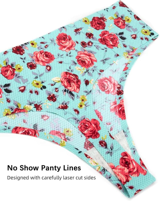 Detalle de VOENXE Lot de 5 tangas femme sans couture taille haute (strings tanga invisibles, seamless)