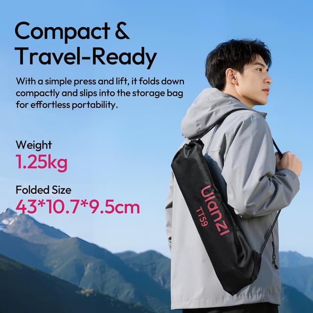 Detalle de ULANZI TT59 175 cm horizontales Kamerastativ mit Uka Schnellwechselplatte und 360° Panorama-Kugelkopf