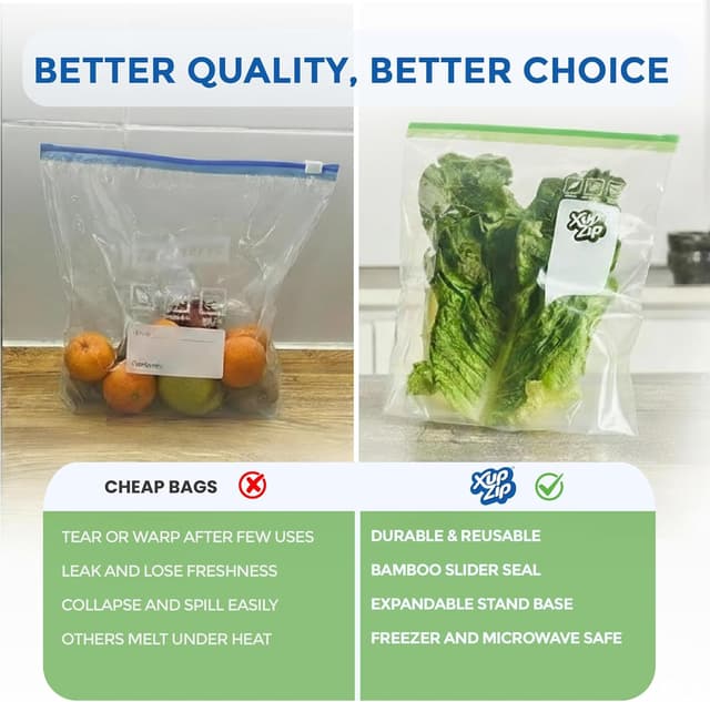 Detalle 2 de XupZip Slider Freezer Bags 2.27L, 30 pack