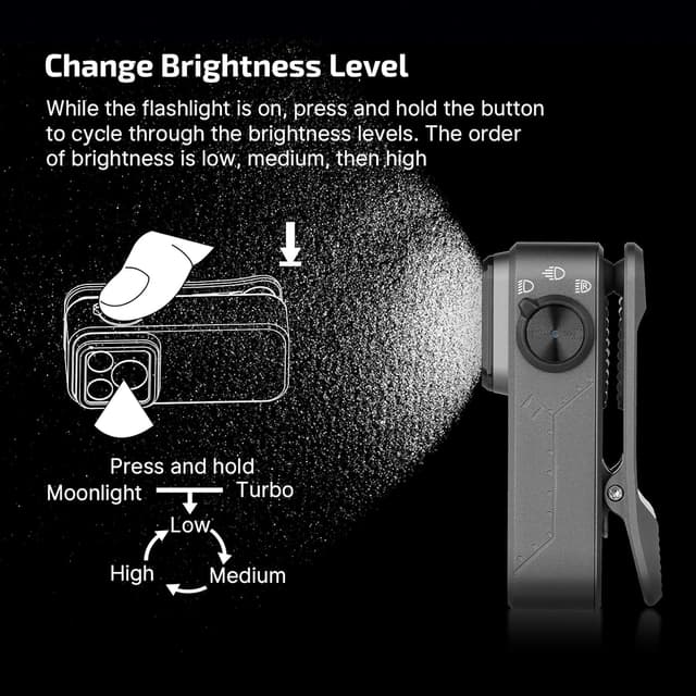 Thumbnail 6 de Olight Oclip Pro EDC Clip-on Torch (500 Lumens, USB-C rechargeable) with magnetic base and 3 light modes