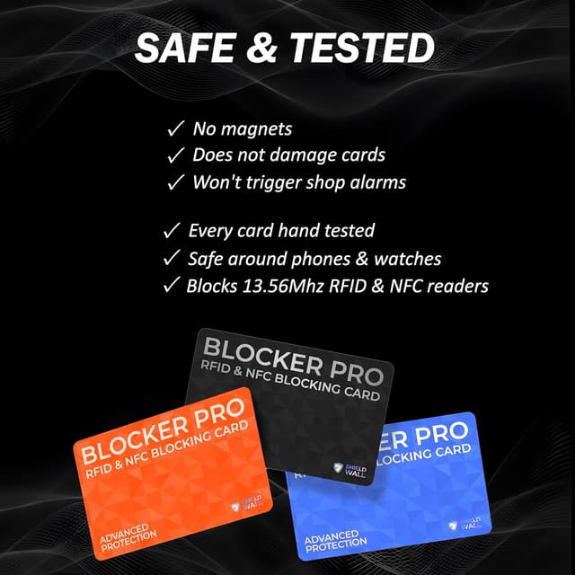 Thumbnail 5 de Shield Wall Blocker PRO Triple Blocking RFID & NFC Protection Card (2 pack) – Anti-theft for bank, debit, credit, ID & passports – Coral Orange