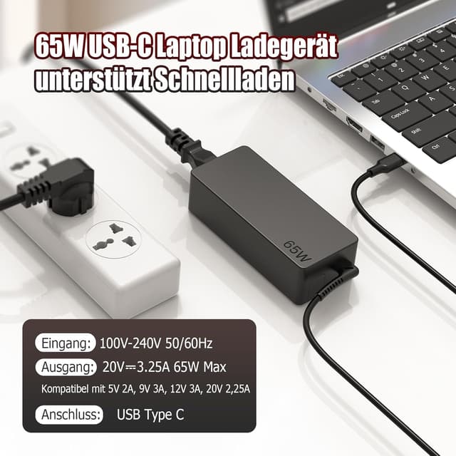 Detalle 2 de VUOHOEG USB C 65W Netzteil für Lenovo