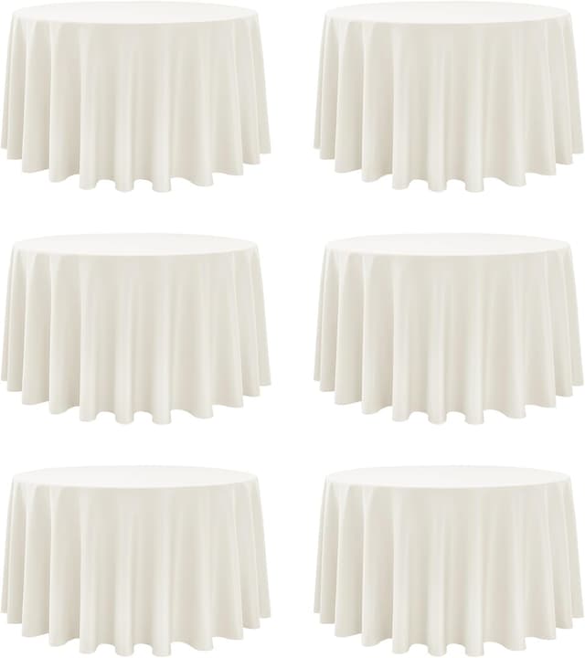 Detalle de Dailyset 6-Pack Ivory Round Tablecloths (120 Inches) for 5–6 Ft Round Tables